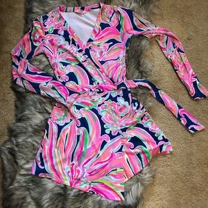 Lilly Pulitzer Long Sleeve Tiki Wrap Romper
